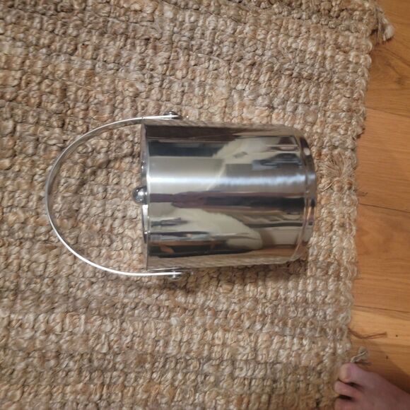 Insulated stainless steel Ice bucket w Tongs 7 .25"H Wine Chill Cooler w/ handle - Picture 8 of 16